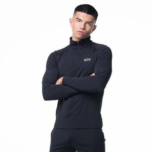 Mens BOX Menswear Active Paneled 1/4 Zip Jacket in Black - Brand NWT